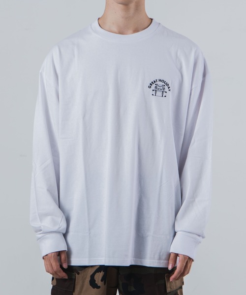 WEGO(ウィゴー)の「WEGO/レトロロゴプリントBIGロンT(Tシャツ/カットソー・メンズ・ホワイト/ベージュ/ブラウン/スミクロ・MEDIUM/LARGE)」の21枚目の写真