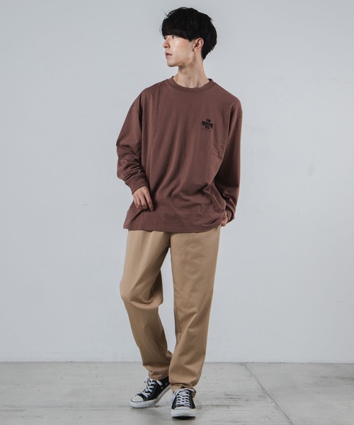 WEGO(ウィゴー)の「WEGO/レトロロゴプリントBIGロンT(Tシャツ/カットソー・メンズ・ホワイト/ベージュ/ブラウン/スミクロ・MEDIUM/LARGE)」の17枚目の写真