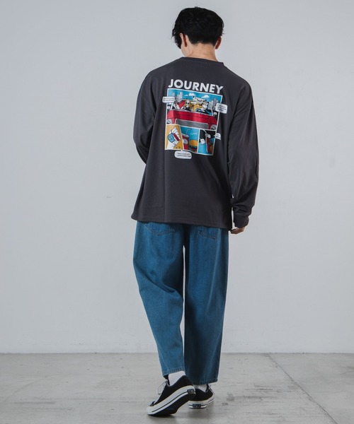 WEGO(ウィゴー)の「WEGO/レトロロゴプリントBIGロンT(Tシャツ/カットソー・メンズ・ホワイト/ベージュ/ブラウン/スミクロ・MEDIUM/LARGE)」の14枚目の写真