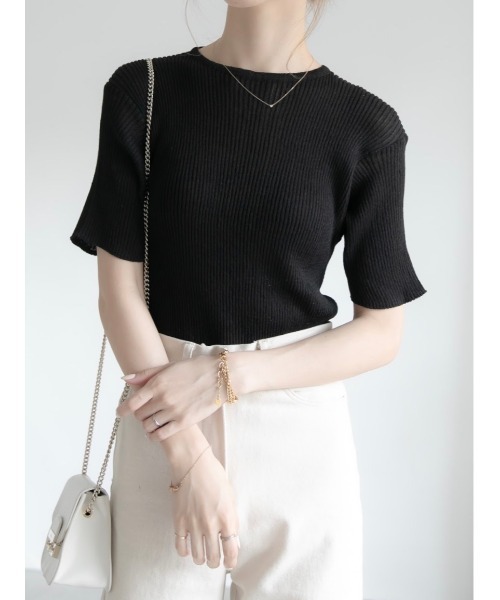 amel（エイメル）の「sheer rib knit black（ニット/セーター・レディース・ブラック・FREE）」の4枚目の写真