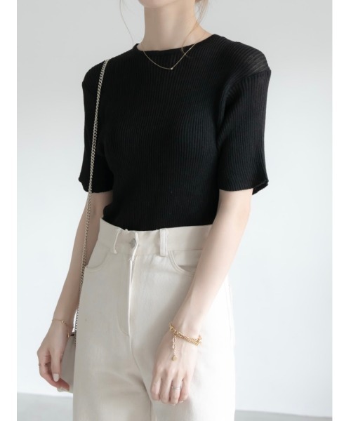amel（エイメル）の「sheer rib knit black（ニット/セーター・レディース・ブラック・FREE）」の5枚目の写真