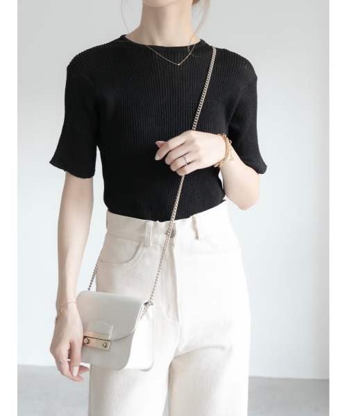 amel（エイメル）の「sheer rib knit black（ニット/セーター・レディース・ブラック・FREE）」の2枚目の写真