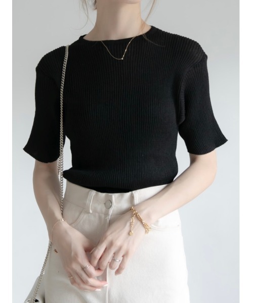 amel（エイメル）の「sheer rib knit black（ニット/セーター・レディース・ブラック・FREE）」の3枚目の写真