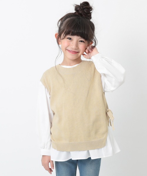 devirock(デビロック)の「ニットベスト&長袖シャツセット(ニット/セーター・キッズ・ベージュ/グレー系その他・110cm/100cm/120cm/130cm/140cm/150cm/160cm)」の1枚目の写真