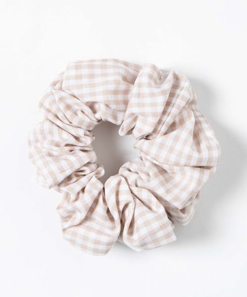 WEGO（ウィゴー）の「WEGO/ビックギンガムシュシュ（シュシュ・レディース・ブラック/ベージュ/パープル/ブラウン/カーキ・FREE）」の3枚目の写真