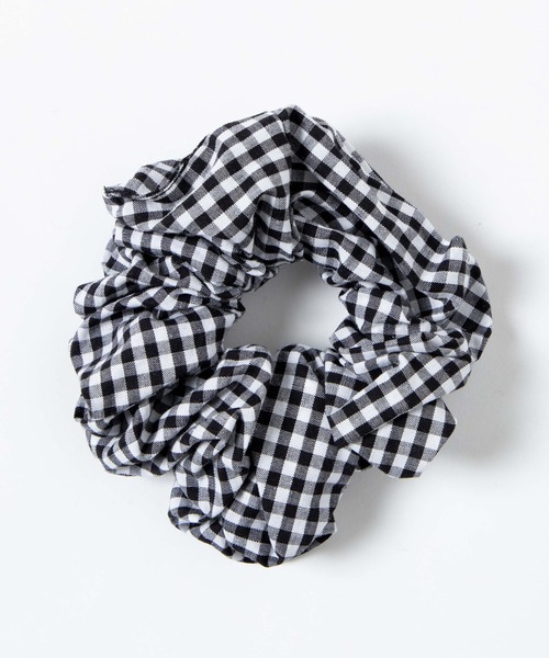 WEGO（ウィゴー）の「WEGO/ビックギンガムシュシュ（シュシュ・レディース・ブラック/ベージュ/パープル/ブラウン/カーキ・FREE）」の2枚目の写真