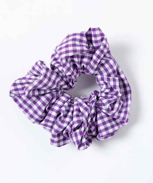 WEGO（ウィゴー）の「WEGO/ビックギンガムシュシュ（シュシュ・レディース・ブラック/ベージュ/パープル/ブラウン/カーキ・FREE）」の8枚目の写真