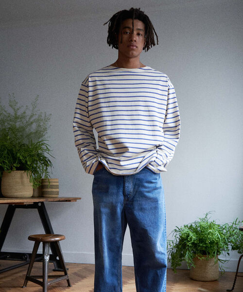 UNFIL(アンフィル)の「【unfil / アンフィル】cotton jesey breton shirt #WOSP-UM210(Tシャツ/カットソー・メンズ・ブラック×グレー/ホワイト系その他4・M/L)」の2枚目の写真