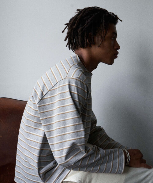 UNFIL(アンフィル)の「【unfil / アンフィル】cotton jesey breton shirt #WOSP-UM210(Tシャツ/カットソー・メンズ・ブラック×グレー/ホワイト系その他4・M/L)」の1枚目の写真