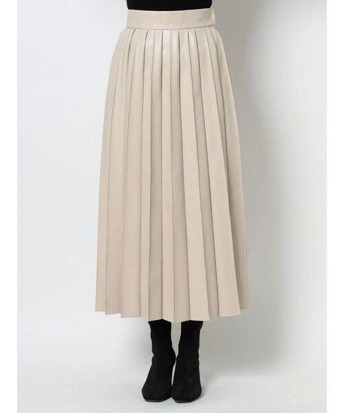 LAGUNAMOON（ラグナムーン）の「フェイクレザープリーツスカート（スカート・レディース・アイボリー/ブラウン・MEDIUM/SMALL）」の4枚目の写真