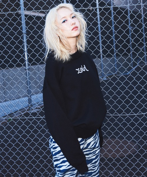 X-girl（エックスガール）の「SPRING MILLS LOGO KNIT TOP（ニット