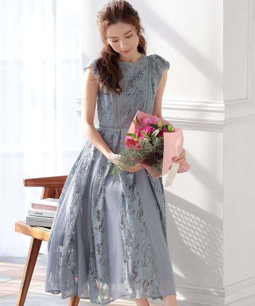 シフォン レースワンピース ロングスカート 結婚式ワンピース 二次会 謝恩会 セレモニー大きいサイズ対応フォーマルパーティードレス ドレス Pourvous プールヴー のファッション通販 Zozotown