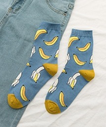 レディース フルーツイラスト クルーソックス靴下