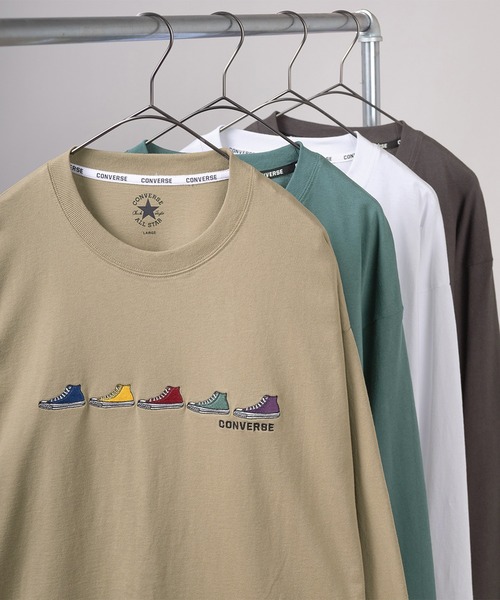 CONVERSE（コンバース）の「【CONVERSE/コンバース】 ワンポイント 6シューズ刺繍&5シューズ刺繍 ロングスリーブT（Tシャツ/カットソー・メンズ・ホワイト/ブラック/オフホワイト/グリーン/ブラック系その他/グリーン系その他/ベージュ/ホワイト系その他/チャコールグレー/オレンジ系その他/ダークグリーン/ベージュ系その他/オートミール/ブラック系その他2/ブラック系その他3/ホワイト系その他2・M/L/XL）」の11枚目の写真