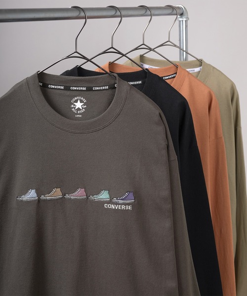CONVERSE（コンバース）の「【CONVERSE/コンバース】 ワンポイント 6シューズ刺繍&5シューズ刺繍 ロングスリーブT（Tシャツ/カットソー・メンズ・ホワイト/ブラック/オフホワイト/グリーン/ブラック系その他/グリーン系その他/ベージュ/ホワイト系その他/チャコールグレー/オレンジ系その他/ダークグリーン/ベージュ系その他/オートミール/ブラック系その他2/ブラック系その他3/ホワイト系その他2・M/L/XL）」の10枚目の写真