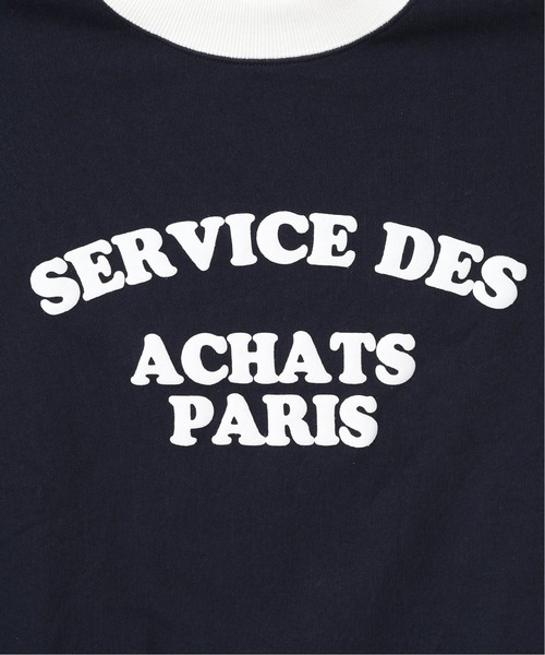 417 EDIFICE（フォーワンセブンエディフィス）の「◆【BIG SHIRTS / ビックシャツ】 ACHATS PARIS リンガースウェット（Tシャツ/カットソー・メンズ・ホワイト/ネイビー・SMALL/MEDIUM/LARGE）」の4枚目の写真