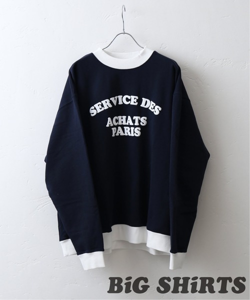 417 EDIFICE（フォーワンセブンエディフィス）の「◆【BIG SHIRTS / ビックシャツ】 ACHATS PARIS リンガースウェット（Tシャツ/カットソー・メンズ・ホワイト/ネイビー・SMALL/MEDIUM/LARGE）」の18枚目の写真