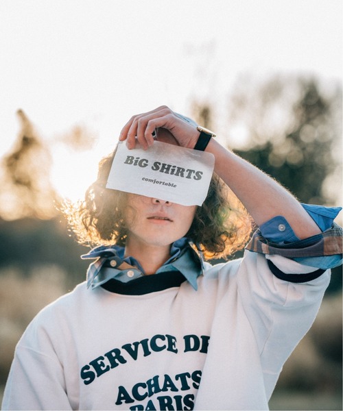 417 EDIFICE（フォーワンセブンエディフィス）の「◆【BIG SHIRTS / ビックシャツ】 ACHATS PARIS リンガースウェット（Tシャツ/カットソー・メンズ・ホワイト/ネイビー・SMALL/MEDIUM/LARGE）」の17枚目の写真