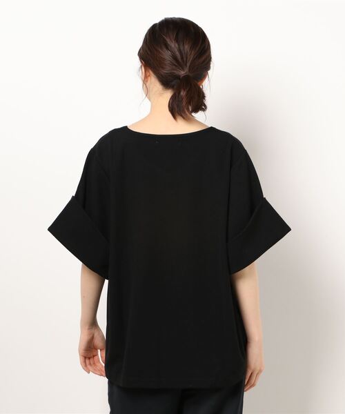 Sawa a la mode(サワアラモード)の「ゆったりスリーブのVネックカットソー(Tシャツ/カットソー・レディース・ブラック/ホワイト・FREE)」の4枚目の写真