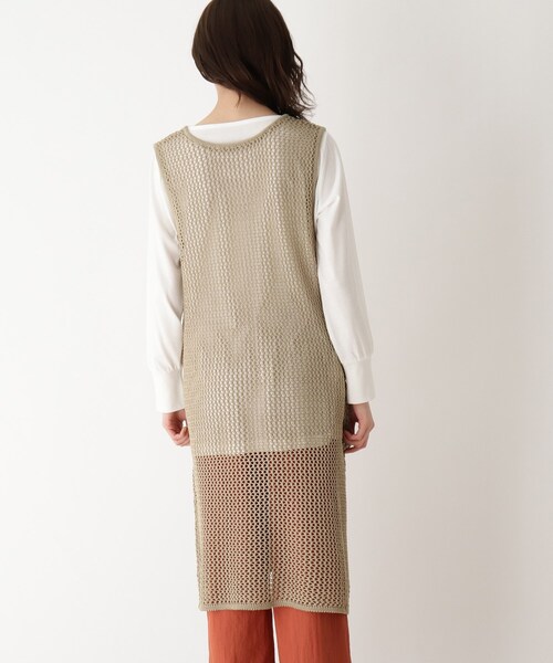 SHOO・LA・RUE（シューラルー）の「◆【2点セット】2WAYメッシュ編みベスト＋Tシャツ（その他トップス・レディース・ブラック/ライトグリーン/ナチュラル・02/03/04）」の7枚目の写真