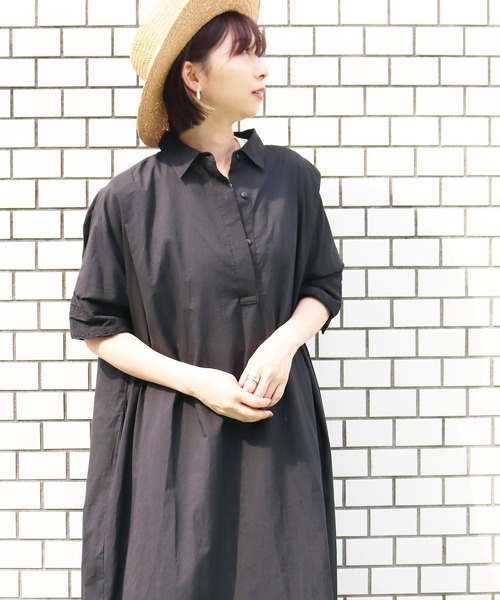 Factor=（ファクターイコール）の「袖レーススキッパーシャツワンピース（シャツワンピース・レディース・グリーン/ネイビー/パープル/ブラック・FREE）」の7枚目の写真