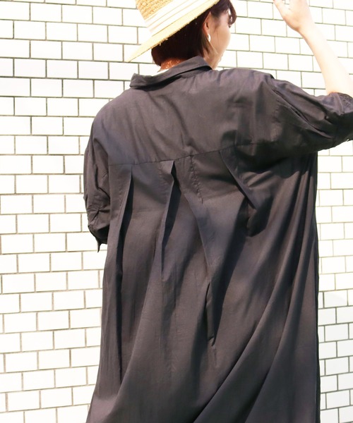 Factor=（ファクターイコール）の「袖レーススキッパーシャツワンピース（シャツワンピース・レディース・グリーン/ネイビー/パープル/ブラック・FREE）」の8枚目の写真