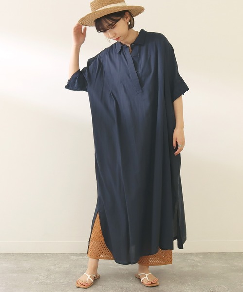 Factor=（ファクターイコール）の「袖レーススキッパーシャツワンピース（シャツワンピース・レディース・グリーン/ネイビー/パープル/ブラック・FREE）」の19枚目の写真