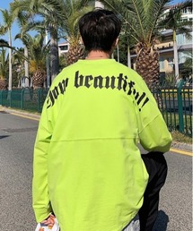 【neos -addictive design-】ルーズシルエット ネックロゴ バックプリント ロングスリーブ Tシャツ