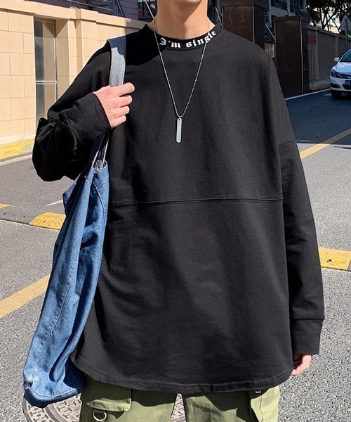 neos(ネオス)の「【neos -addictive design-】ルーズシルエット ネックロゴ バックプリント ロングスリーブ Tシャツ(Tシャツ/カットソー・メンズ・ベージュ/ブラック/ライトグリーン/ホワイト・MEDIUM/X-LARGE/LARGE)」の4枚目の写真