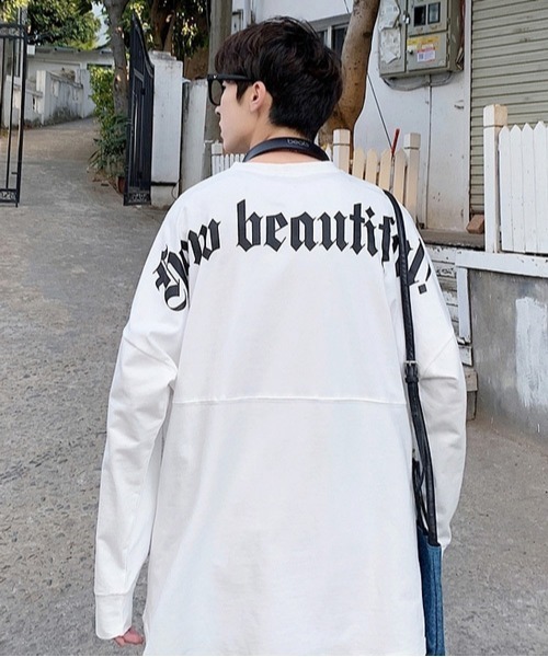 neos(ネオス)の「【neos -addictive design-】ルーズシルエット ネックロゴ バックプリント ロングスリーブ Tシャツ(Tシャツ/カットソー・メンズ・ベージュ/ブラック/ライトグリーン/ホワイト・MEDIUM/X-LARGE/LARGE)」の15枚目の写真