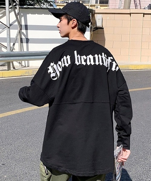 neos(ネオス)の「【neos -addictive design-】ルーズシルエット ネックロゴ バックプリント ロングスリーブ Tシャツ(Tシャツ/カットソー・メンズ・ベージュ/ブラック/ライトグリーン/ホワイト・MEDIUM/X-LARGE/LARGE)」の8枚目の写真