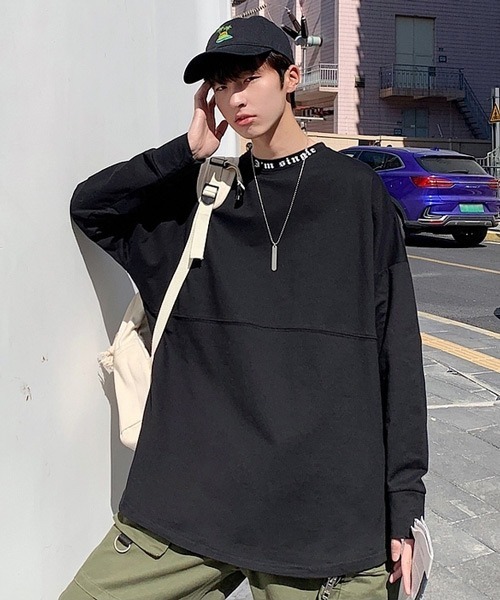 neos(ネオス)の「【neos -addictive design-】ルーズシルエット ネックロゴ バックプリント ロングスリーブ Tシャツ(Tシャツ/カットソー・メンズ・ベージュ/ブラック/ライトグリーン/ホワイト・MEDIUM/X-LARGE/LARGE)」の13枚目の写真