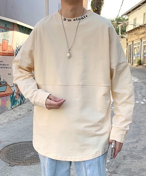 neos(ネオス)の「【neos -addictive design-】ルーズシルエット ネックロゴ バックプリント ロングスリーブ Tシャツ(Tシャツ/カットソー・メンズ・ベージュ/ブラック/ライトグリーン/ホワイト・MEDIUM/X-LARGE/LARGE)」の22枚目の写真