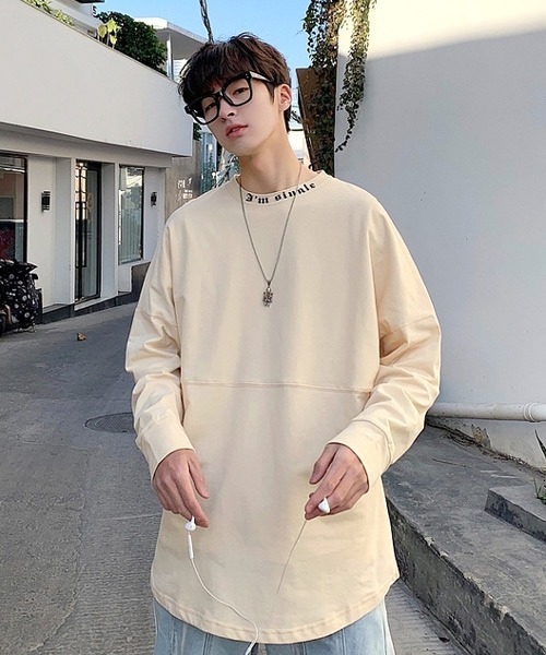 neos(ネオス)の「【neos -addictive design-】ルーズシルエット ネックロゴ バックプリント ロングスリーブ Tシャツ(Tシャツ/カットソー・メンズ・ベージュ/ブラック/ライトグリーン/ホワイト・MEDIUM/X-LARGE/LARGE)」の6枚目の写真