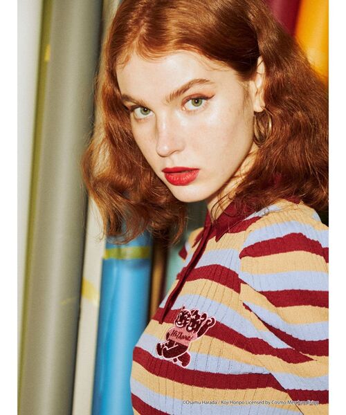 OSAMU GOODS（オサムグッズ）の「OSAMU GOODS パワショルニットポロ（ニット/セーター・レディース・ブラック/ボルドー/グリーン・MEDIUM）」の21枚目の写真