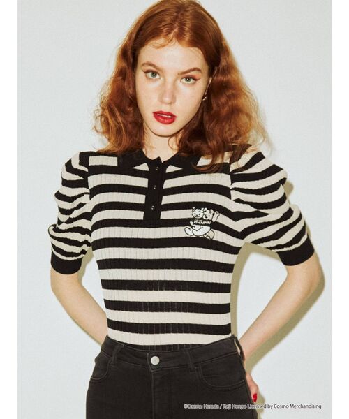 OSAMU GOODS（オサムグッズ）の「OSAMU GOODS パワショルニットポロ（ニット/セーター・レディース・ブラック/ボルドー/グリーン・MEDIUM）」の10枚目の写真