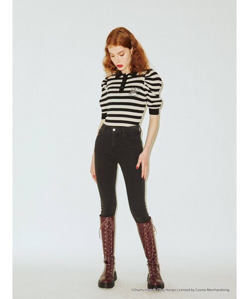 OSAMU GOODS（オサムグッズ）の「OSAMU GOODS パワショルニットポロ（ニット/セーター・レディース・ブラック/ボルドー/グリーン・MEDIUM）」の7枚目の写真