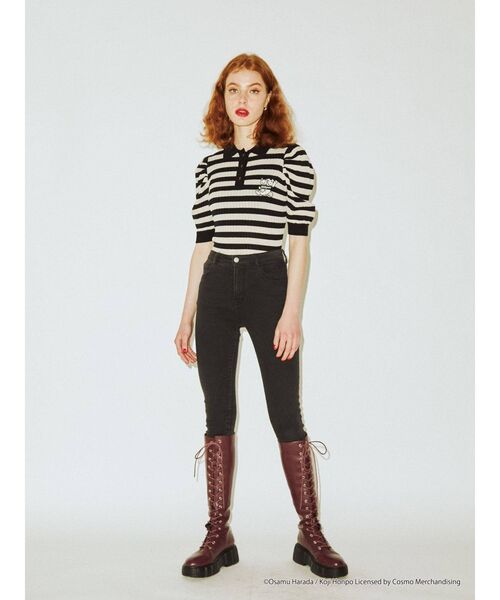 OSAMU GOODS（オサムグッズ）の「OSAMU GOODS パワショルニットポロ（ニット/セーター・レディース・ブラック/ボルドー/グリーン・MEDIUM）」の14枚目の写真