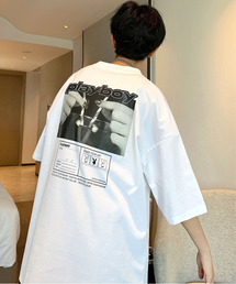 PLAYBOY（プレイボーイ）の「【neos -addictive design-】ルーズシルエット PLAYBOY ストレッチ ダンボール プリントTシャツ（Tシャツ/カットソー・メンズ）」