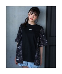ZIDDY | ZIDDY/【ニコ☆プチ掲載】ニュースペーパー柄 切り替え Tシャツ(Tシャツ/カットソー)