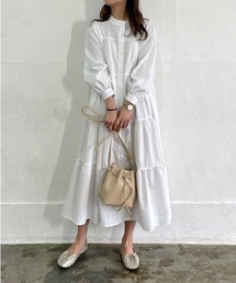 DAIS-Y | 【低身長サイズ有】バンドカラーティアードシャツ前開きワンピース(シャツワンピース)