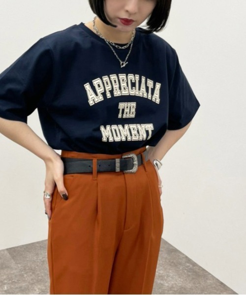 apres jour mignon（アプレジュールミニョン）の「カレッジプリントＴシャツ 【ZOZOTOWN限定アイテム】（Tシャツ/カットソー・レディース・ネイビー/杢グレー/ブラック/ナチュラル・フリー/X-LARGE）」の22枚目の写真