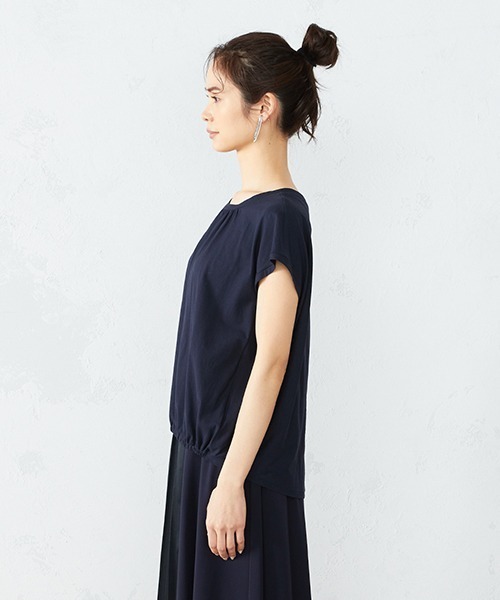 COMME CA ISM（コムサイズム）の「《コットン》　ギャザーカットソー（Tシャツ/カットソー・レディース・ホワイト/ブラック/ネイビー・MEDIUM/LARGE）」の8枚目の写真