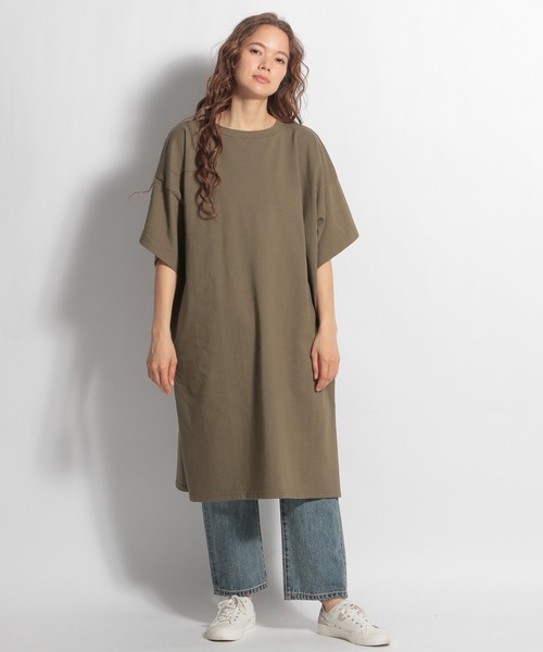 ichi（イチ）の「【ichi(イチ)】ビッグカットソーワンピース（ワンピース・レディース・ブラック/カーキ/ナチュラル・FREE）」の4枚目の写真