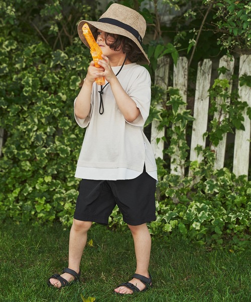 &yam(アンドヤム)の「水陸両用 速乾素材 ベルト付き配色ポケットショートパンツ(その他パンツ・キッズ・グリーン/ブラウン/オレンジ/ブラック/ベージュ・110-120cm/140-150cm/130-140cm/150-160cm/120-130cm)」の2枚目の写真