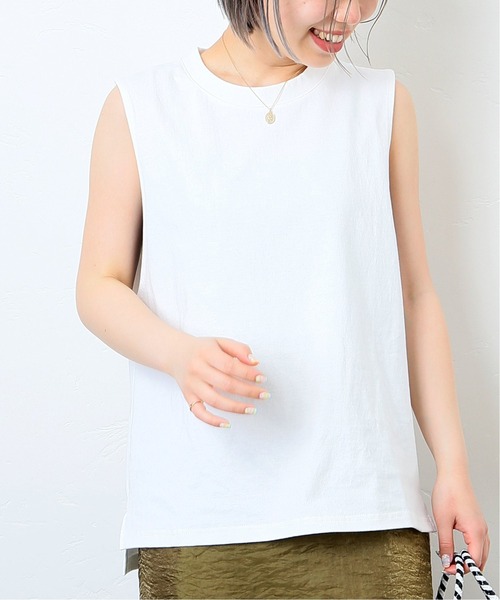 JOINT WORKS(ジョイントワークス)の「J-ヘビーオンスノースリーブTシャツ(Tシャツ/カットソー・レディース・ホワイト/ピンク/スミクロ・FREE)」の2枚目の写真