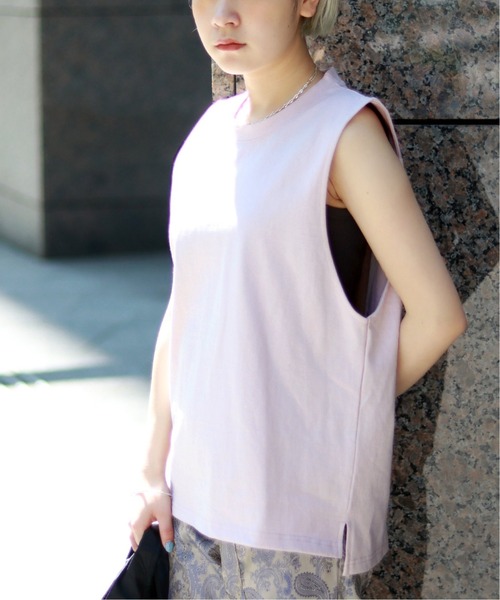 JOINT WORKS(ジョイントワークス)の「J-ヘビーオンスノースリーブTシャツ(Tシャツ/カットソー・レディース・ホワイト/ピンク/スミクロ・FREE)」の3枚目の写真