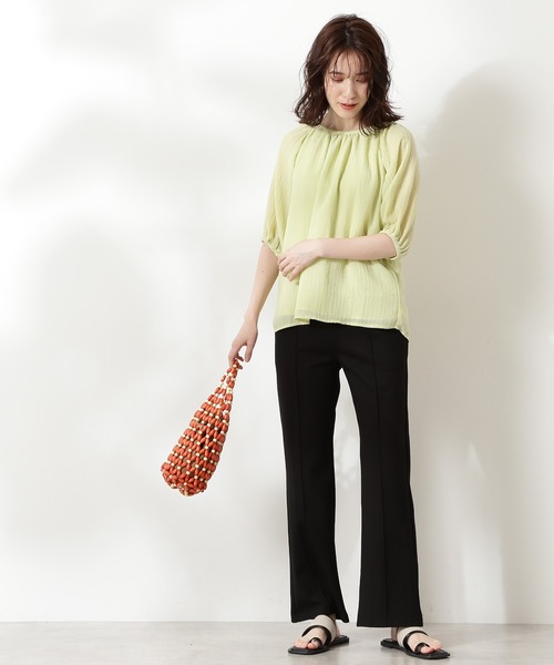 N.（N. Natural Beauty Basic）（エヌエヌナチュラルビューティーベーシック）の「ポンチブーツカットパンツ（その他パンツ・レディース・ブラック/ベージュ・MEDIUM）」の7枚目の写真