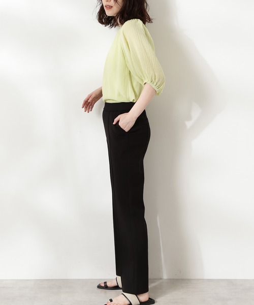 N.（N. Natural Beauty Basic）（エヌエヌナチュラルビューティーベーシック）の「ポンチブーツカットパンツ（その他パンツ・レディース・ブラック/ベージュ・MEDIUM）」の5枚目の写真