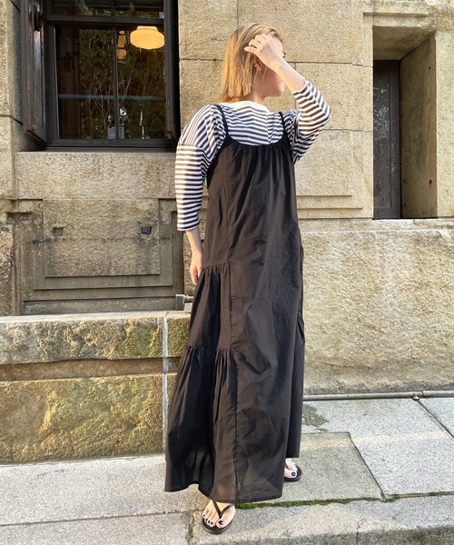 DouDou(ドゥドゥ)の「7分袖ボートネックボーダーT(Tシャツ/カットソー・レディース・ブラック/カーキ/ネイビー・FREE)」の19枚目の写真